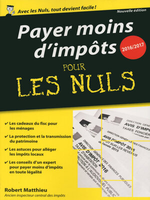 cover image of Payer moins d'impôts 2016/2017 pour les Nuls poche